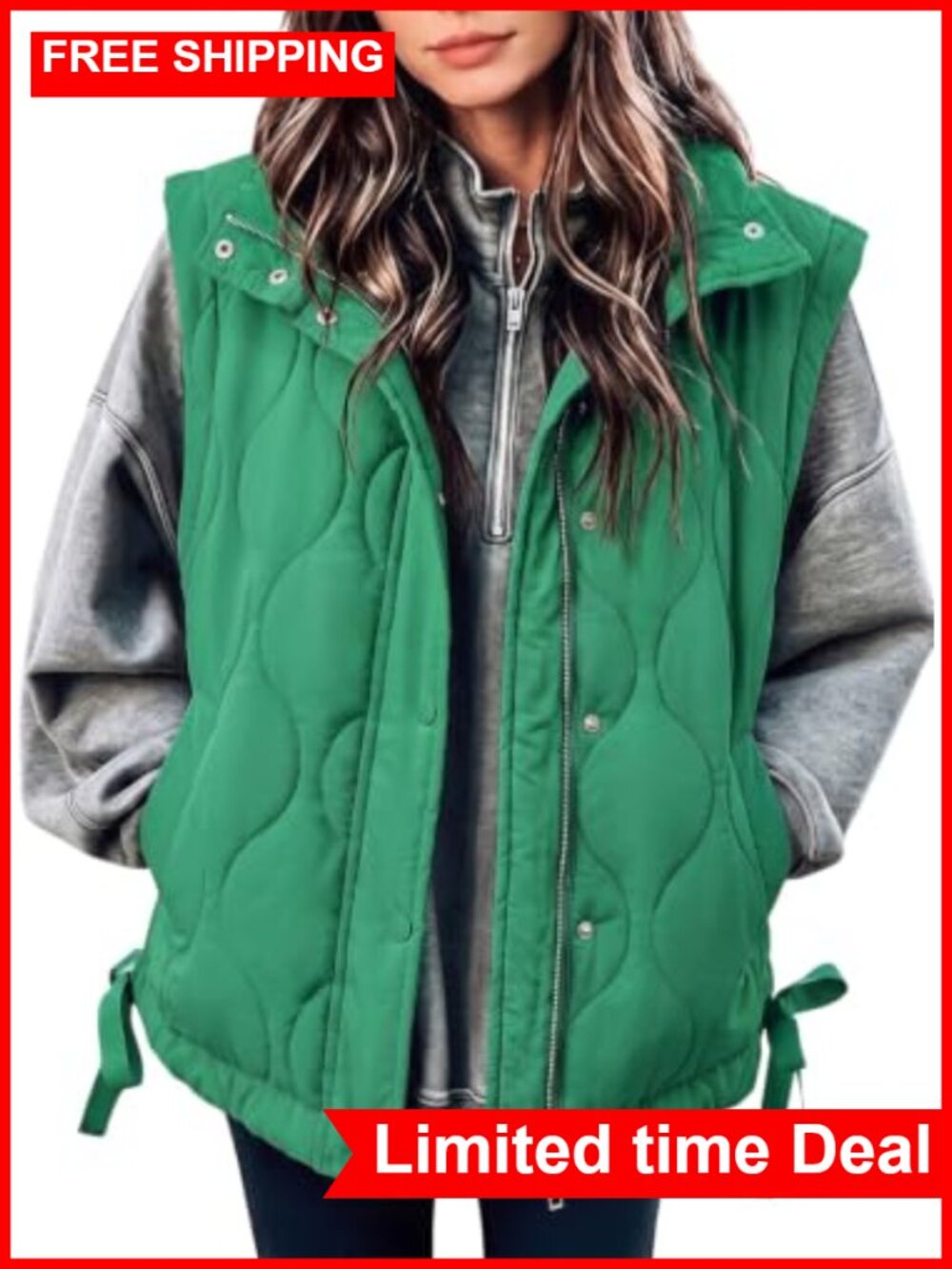 Womens Quilted Puffer Vest Lightweight Sleeveless Zip Jacket